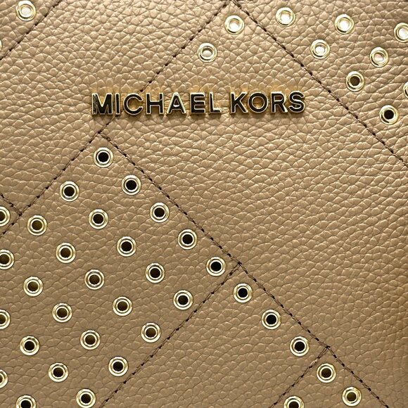 MICHAEL Michael Kors Adele Large Tan Leather Tote Handbag with Grommets - Picture 11 of 12